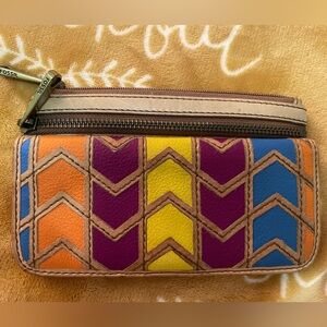 Fossil brand vintage wallet. Soft cowhide leather and bright beautiful colors.